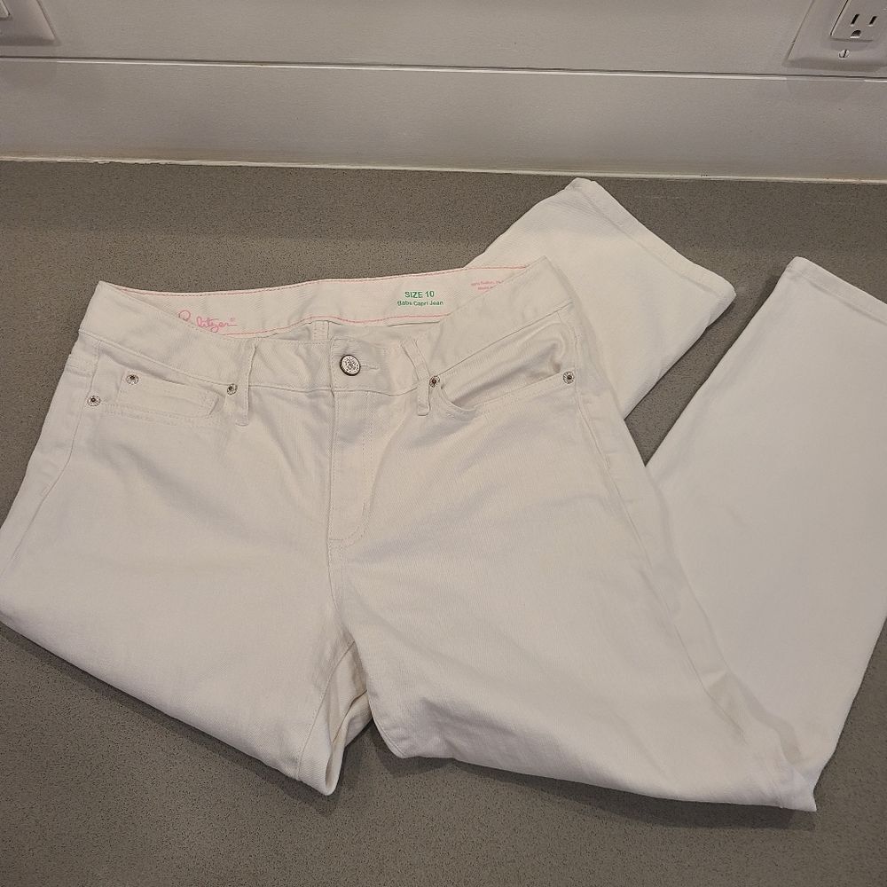 Lilly Pulitzer Cropped White Jeans
